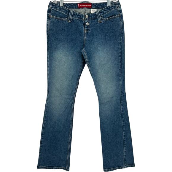 Vintage y2k Women's 'Too SuperLow Stretch' Low Rise Levi's Blue Denim Jeans Sz 9 - Picture 1 of 9